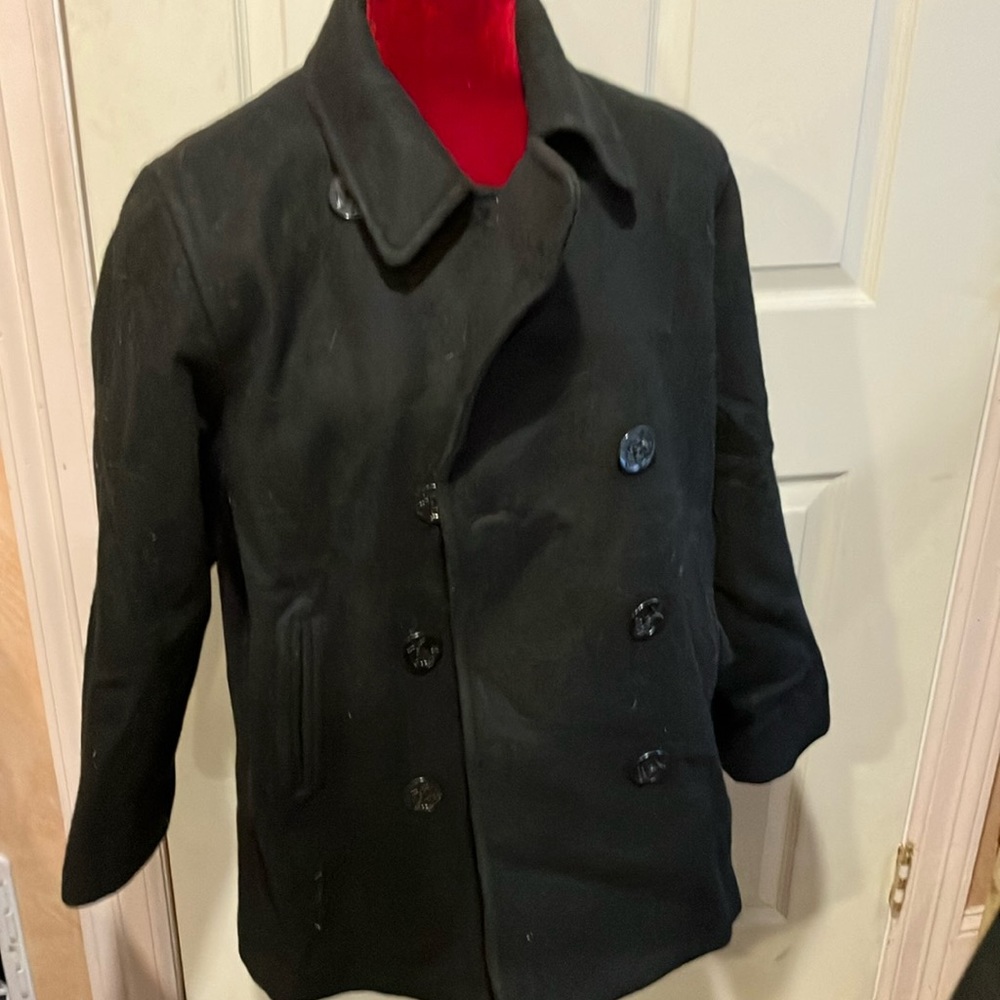 Mario, De Pinto made in USA wool  pea coat black size large